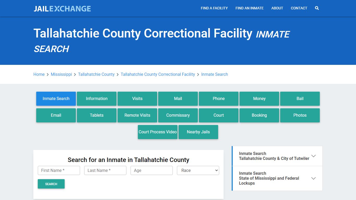 Tallahatchie County Correctional Facility Inmate Search