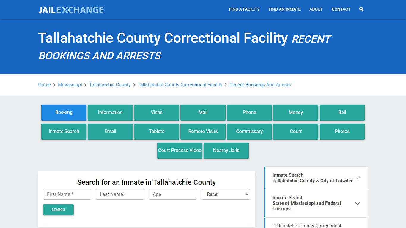 Tallahatchie County Correctional Facility Recent Bookings And Arrests