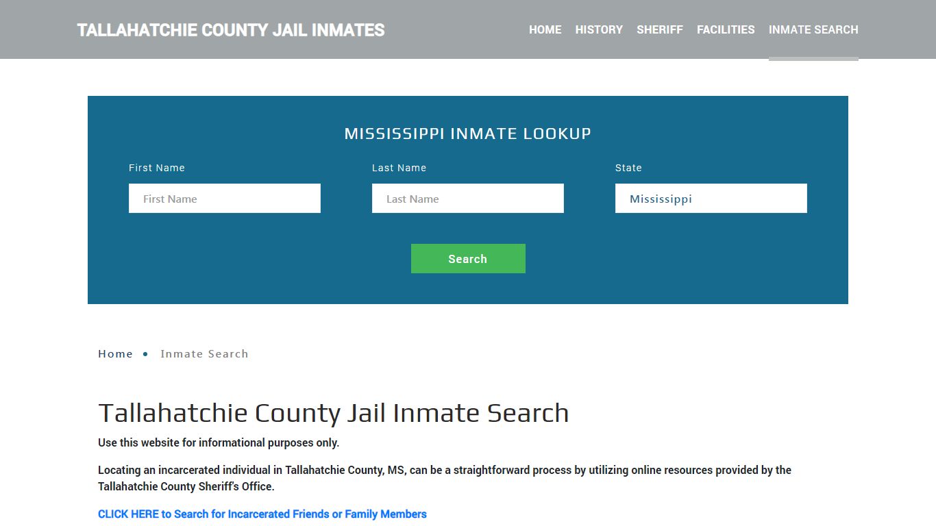 Tallahatchie County, MS Detainee Lookup