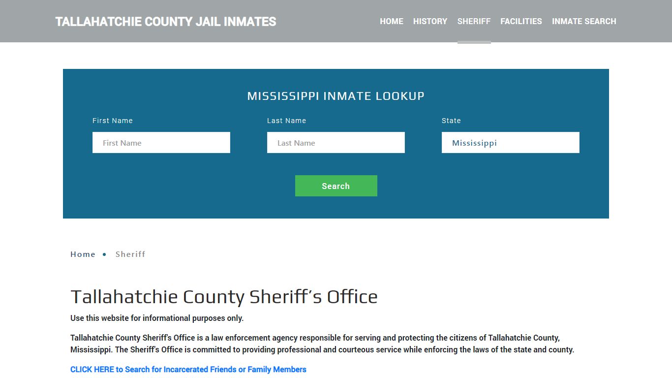 Tallahatchie County Sheriff, MS Arrest Warrant Lookup