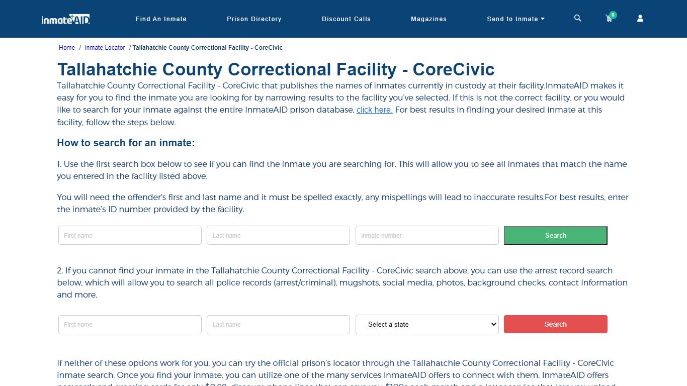 Tallahatchie County Correctional Facility - CoreCivic - InmateAid