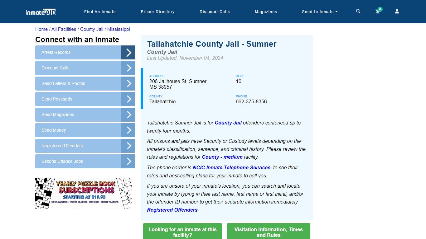 Tallahatchie County Jail - Sumner - Inmate Locator